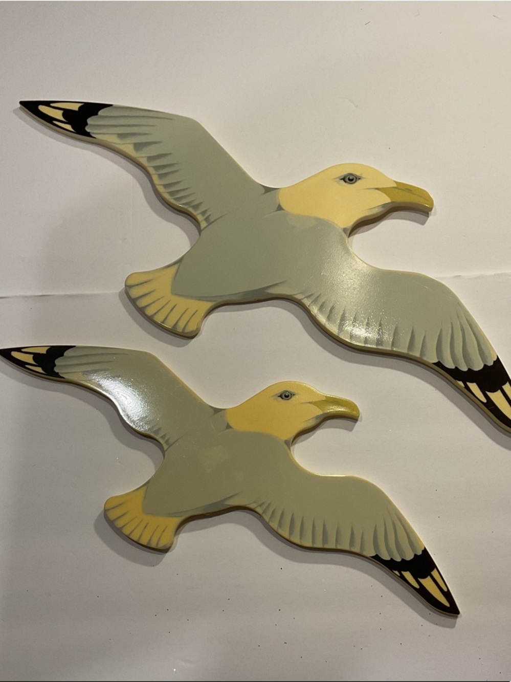 Vintage Seagull Wall Accents in Yellow and Gray - Decorative Home Accent